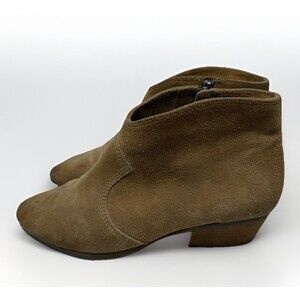Vince Camuto VC Cider Suede Booties Coyote Brown Burnished Toe Zip 8.5